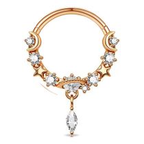 Fashion Rose Gold Single Titanium Steel Diamond Piercing Geometric Nose Ring (single)