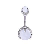 Fashion Silver Halloween Stainless Steel Round Crystal Dragon Claw Piercing Navel Ring