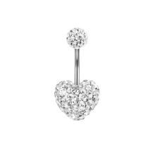 Fashion White Single Stainless Steel Diamond Heart Piercing Navel Nail (single)