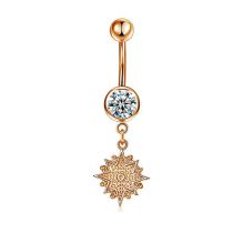 Fashion Rose Gold Single Titanium Steel Diamond-studded Eight-pointed Star Piercing Navel Ring (single)