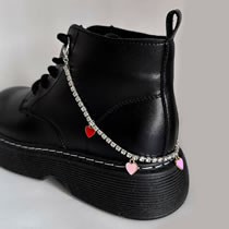 Fashion White Diamond Heart Pendant Shoe Chain Alloy Inlaid Zirconium Claw Chain Dripping Oil Heart Shoe Chain