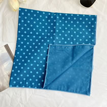 Fashion Polka Dot Blue-cotton Linen Square Scarf Cotton And Linen Printed Scarf