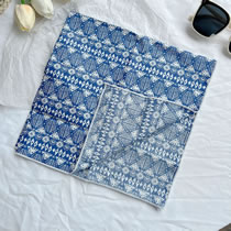 Fashion Triangular Diamond Blue-cotton Linen Square Scarf Cotton And Linen Printed Scarf
