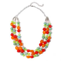 Fashion Mixed Color Colorful Round Beaded Layered Necklace