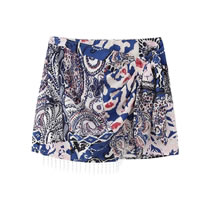 Fashion Color Fringed Printed Skirt