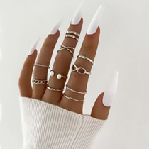 Fashion 10# Alloy Diamond Cross Geometric Ring Set