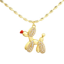 Fashion Gold Gold Plated Copper Diamond Drop Oil Balloon Dog Necklace
