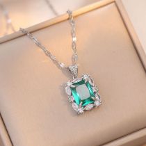 Fashion Emerald 2 Necklace {pendant Together} Square Necklace In Titanium And Diamonds
