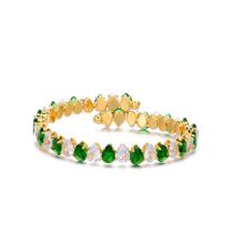 Fashion Green Geometric Pear Drop Diamond Bracelet