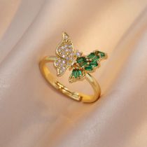 Fashion Gold Geometric Zirconia Butterfly Ring