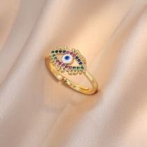 Fashion Gold Geometric Zirconia Eye Open Ring