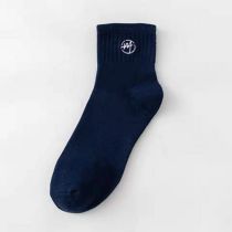 Fashion Navy Blue Cotton Embroidered Socks