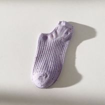Fashion Purple Idea Yarn Thin Double Needle Crew Socks