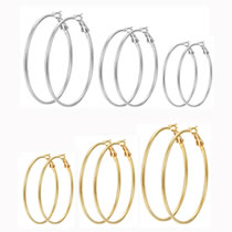 Fashion Gold And Silver Alloy Geometric Round Earring Set
