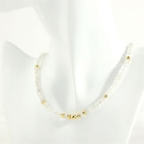 Fashion White Crystal Semi-precious Beaded Geometric Necklace