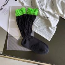 Fashion Green Cotton Wrinkled Socks