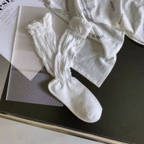 Fashion White Cotton Wrinkled Socks