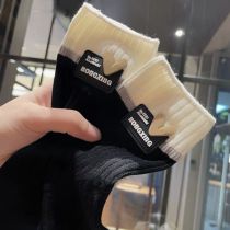 Fashion Black Cotton Heart Letter Label Socks