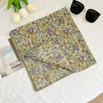 Fashion White Purple Flower Brown Bottom - Cotton And Linen Square Scarf Imitation Silk Printed Scarf