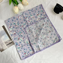 Fashion Floral Light Purple - Cotton Linen Square Scarf Imitation Silk Printed Scarf