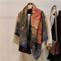 Fashion Xiangyun Yarn 110-21 Faux Silk Printed Double Sided Scarf