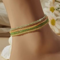 Fashion Anklet - Yellow Green Colorful Rice Bead Beaded Anklet Set