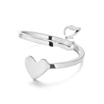Fashion White K Z Stainless Steel Heart 26 Letter Open Ring