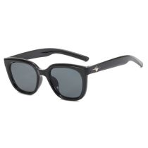Fashion Bright Black All Gray Metal Starburst Oversized Square Sunglasses