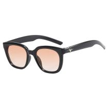 Fashion Bright Black Gradient Tea Metal Starburst Oversized Square Sunglasses