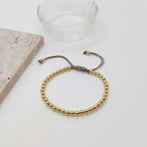 Fashion 2# Gold-plated Copper Geometric Beaded Bracelet
