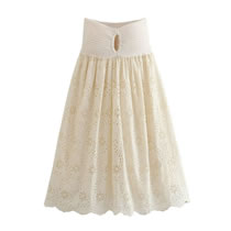 Fashion White Solid Color Crochet Skirt