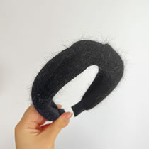 Fashion Black Knit Cashmere Braid Headband Plush Crossover Wide Brim Crossover Headband