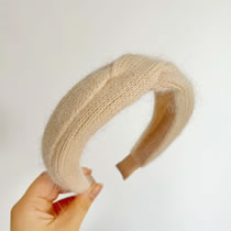 Fashion Milk Tea Knit Cashmere Braid Headband Plush Crossover Wide Brim Crossover Headband