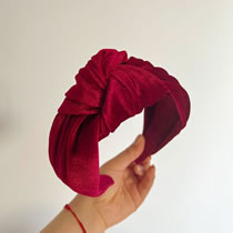 Fashion Red Knotted Headband Gold Velvet Knotted Wide-brimmed Headband