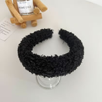 Fashion Black Sherpa Headband Lambswool Wide-brimmed Headband