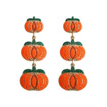 Fashion Four Orange Bead Braided Pumpkin Drop Earrings
