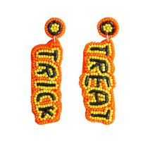 Fashion A Model Of Orange Rice Beads Bead Woven Alphabet Earrings