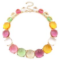 Fashion Color Alloy Geometric Round Resin Necklace