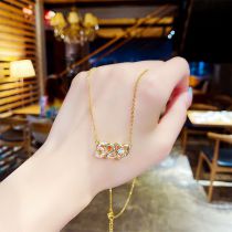 Fashion 20# Titanium Steel Diamond Heart Number Necklace
