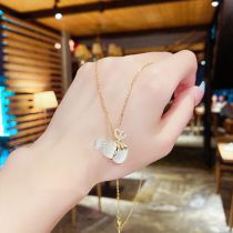 Fashion Twenty Three# Titanium Steel Diamond Gourd Necklace