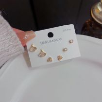 Fashion 40# Zirconia Geometric Earrings Set In Copper