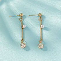 Fashion Gold Alloy Inlaid Zirconia Pearl Earrings