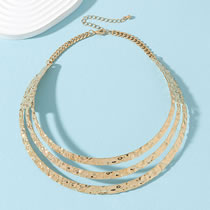 Fashion Gold Metal Line Cutout Collar