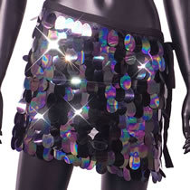Fashion Hue Color Sequin Tie Skirt