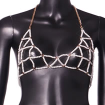 Fashion White Pearl Strap Body Chain