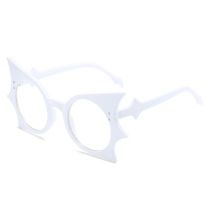 Fashion White Frame Pc Bat Flat Mirror Glasses