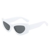 Fashion White Frame Full Gray Film Cat Eye Large Frame Sunglasses