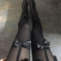 Fashion Sling Fake Butterfly Black Cotton Bow Stockings