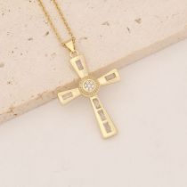 Fashion 13# Copper Inlaid Zirconia Cross Necklace