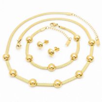 Fashion 5# Titanium Steel Ball Snake Bone Chain Earrings Bracelet Necklace Set